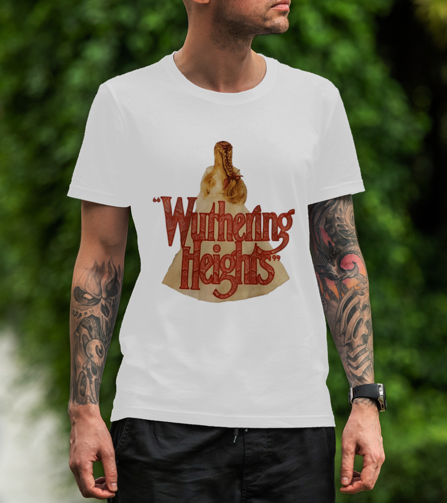 Wuthering Heights Red Text Victorian Woman Braided Hair T-Shirt