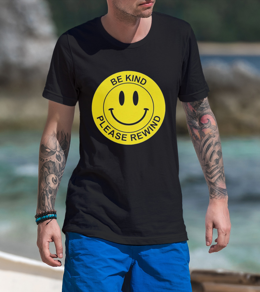 Be Kind Please Rewind Smiley Face Nostalgic Reminder T-Shirt