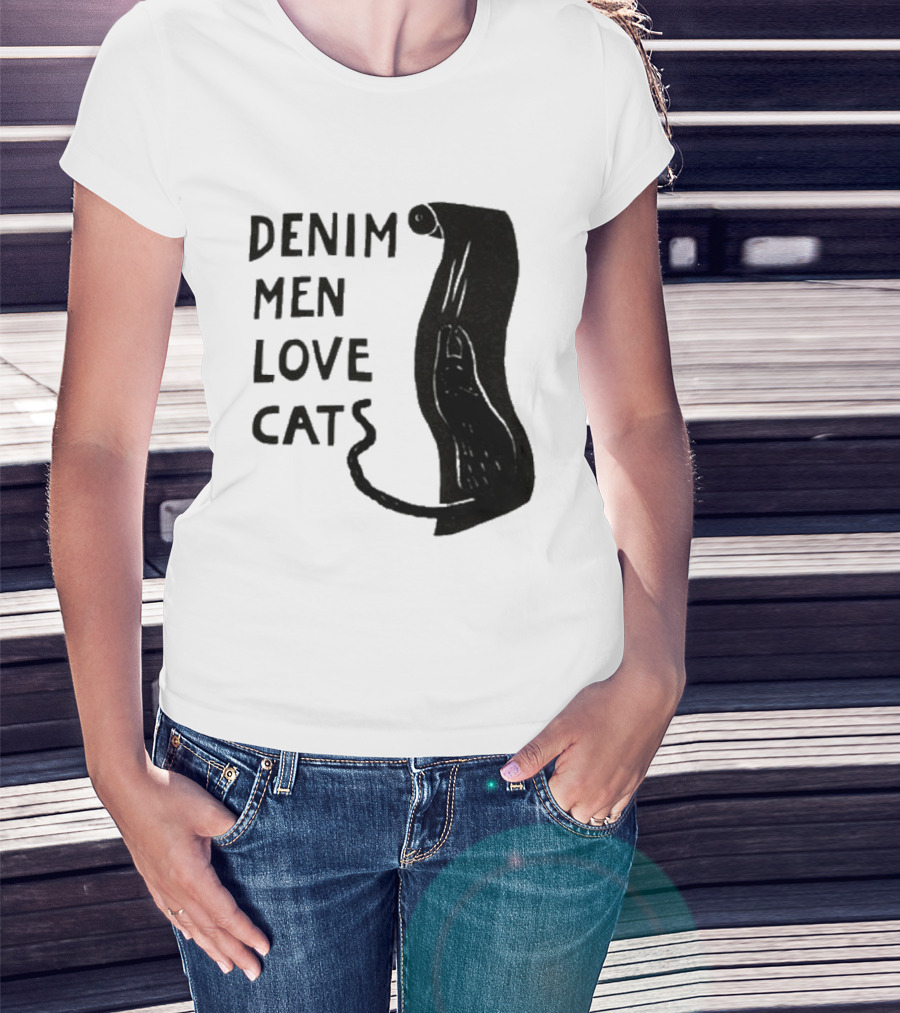 Denim Men Love Cats Feline T-Shirt