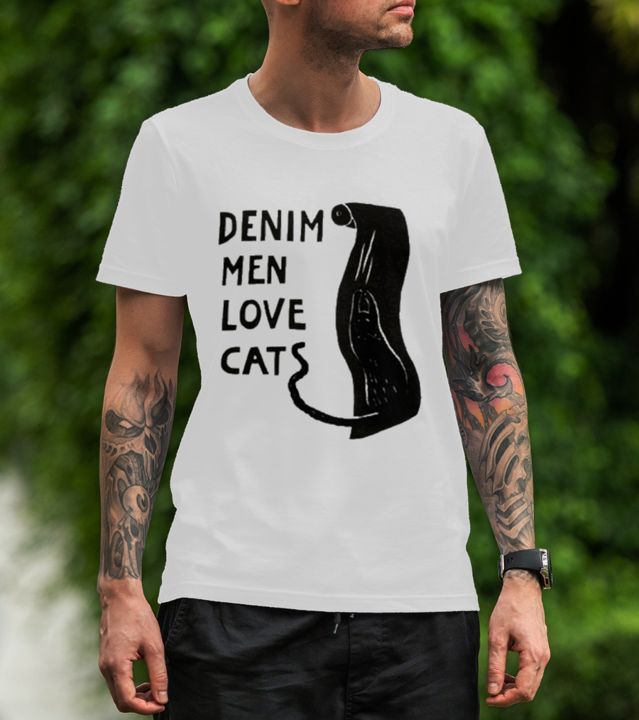 Denim Men Love Cats Feline T-Shirt