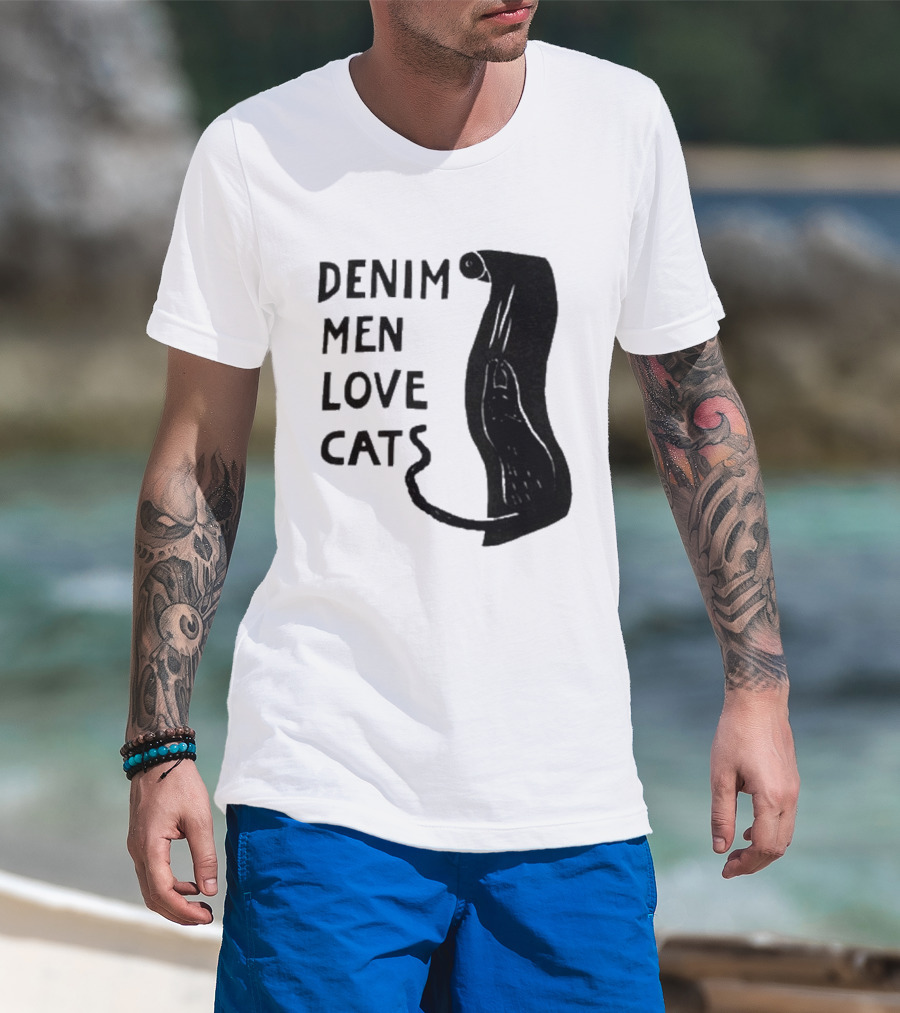 Denim Men Love Cats Feline T-Shirt