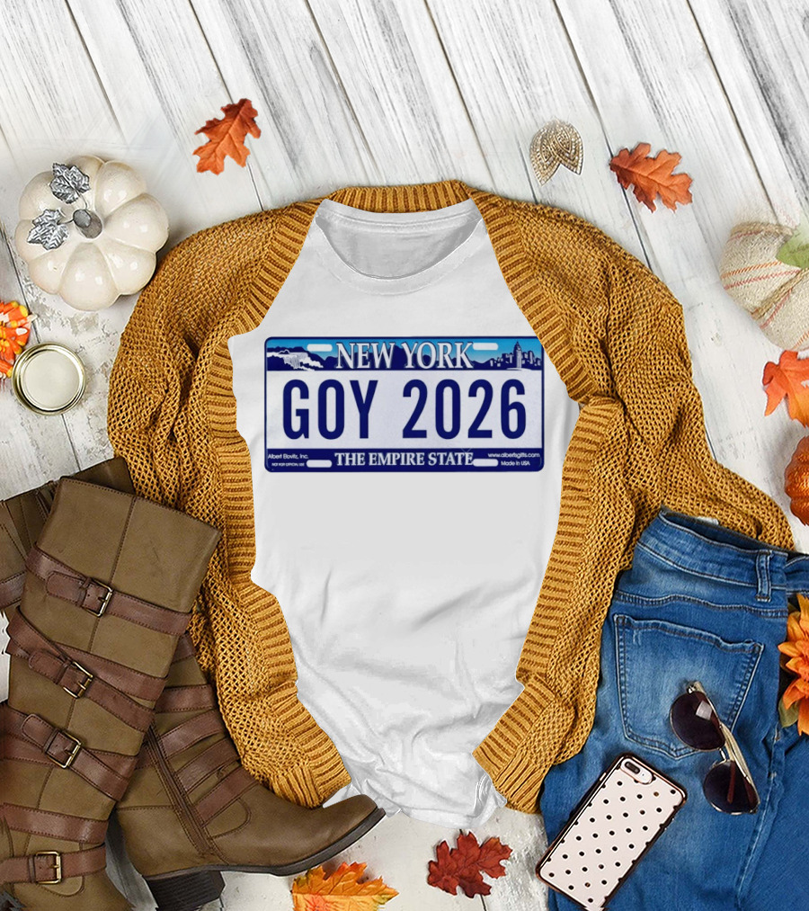 New York Goy 2026 The Empire State License Plate T-Shirt