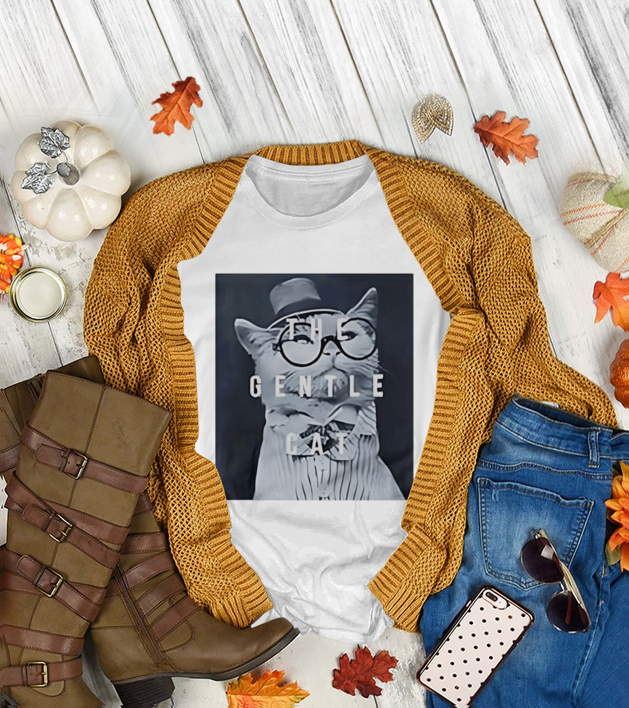 The Gentle Cat with Glasses and Top Hat T-Shirt