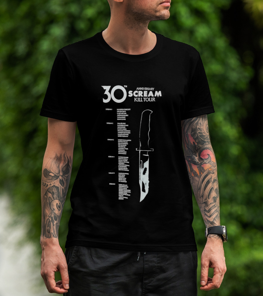 Scream Horror Movie 30th Anniversary Kill Tour Knife Graphic With Tour Dates T-Shirt
