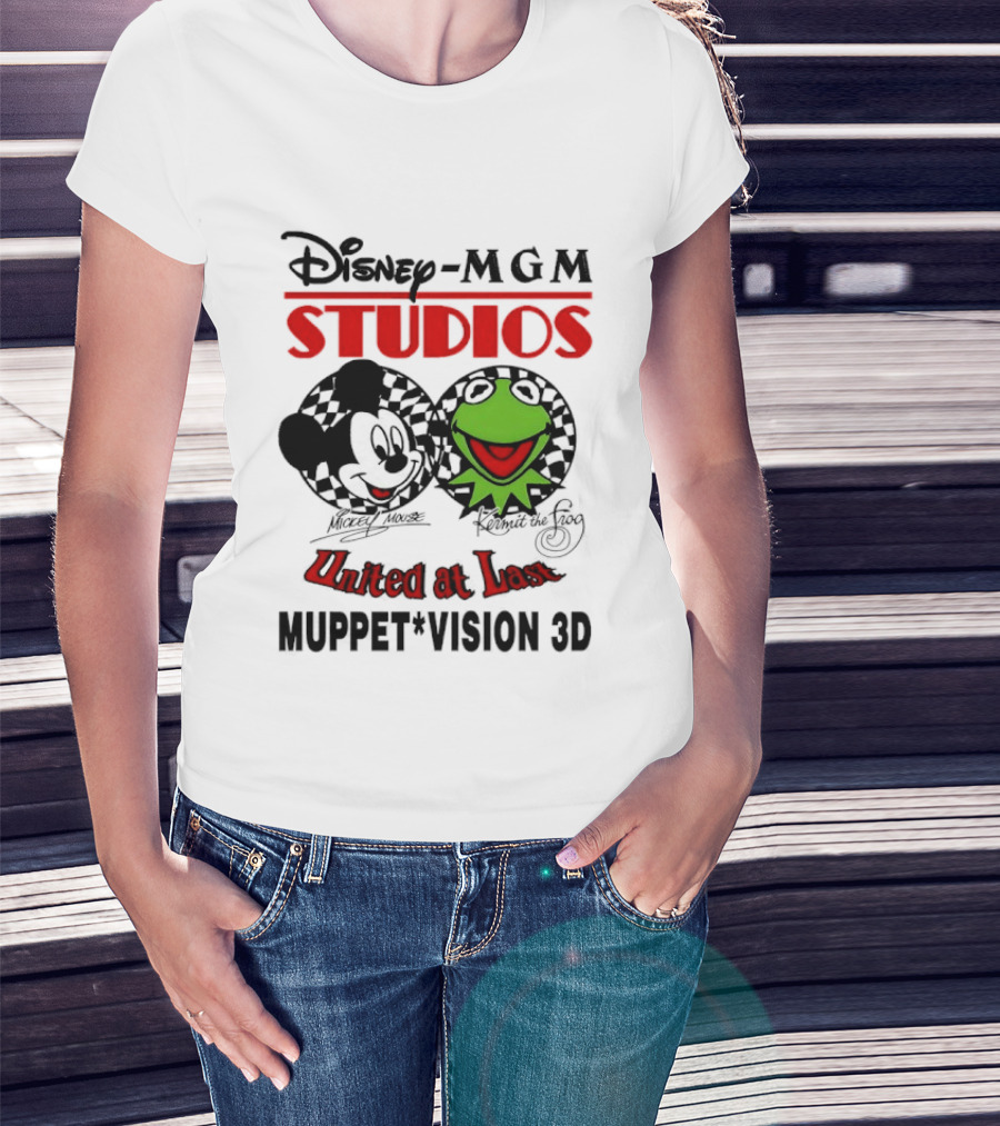 Disney MGM Studios United At Last Mickey Mouse Kermit The Frog Muppet Vision 3D T-Shirt