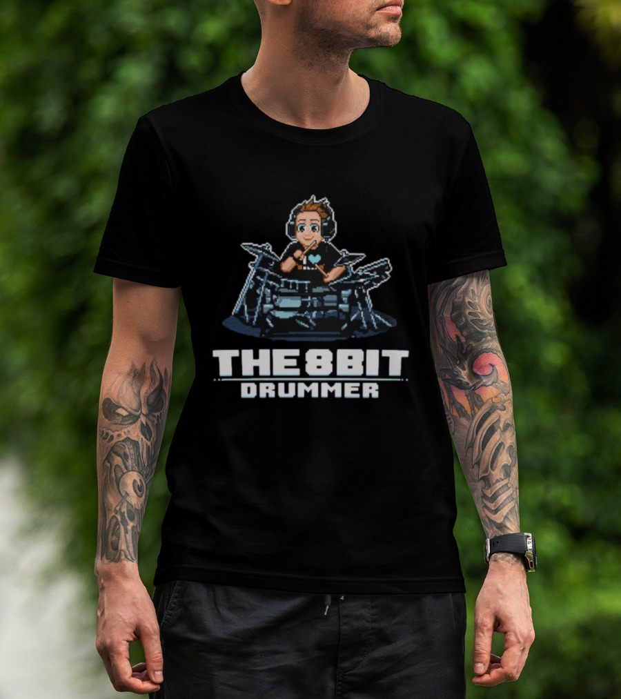The8BitDrummer Pixel Art Music 16Bit Gamer T-Shirt