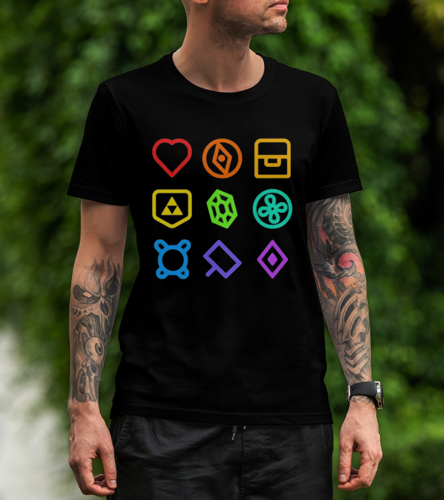 Zeldathon Triforce Heart Compass Chest Neon T-Shirt