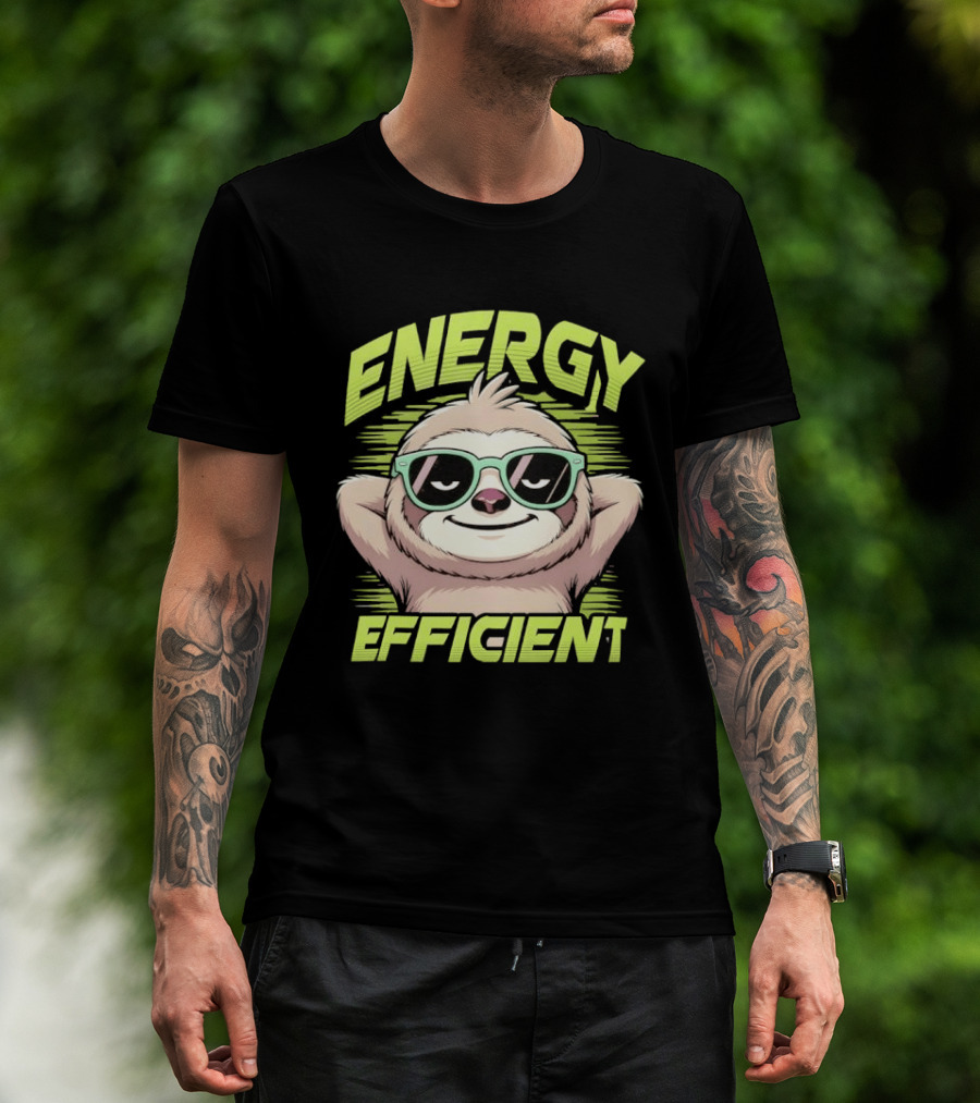 Energy Efficient Relaxed Sloth With Sunglasses T-Shirt