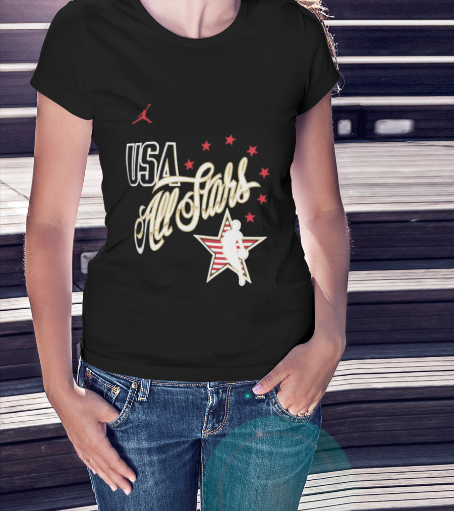 USA All Stars Basketball Team Icon With Red Star T-Shirt