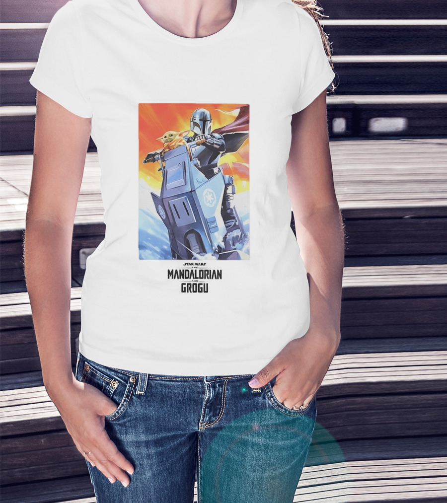 Star Wars The Mandalorian Grogu Riding Speeder Bike Adventure T-Shirt