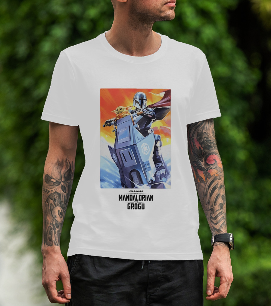 Star Wars The Mandalorian Grogu Riding Speeder Bike Adventure T-Shirt