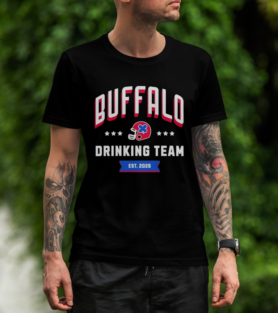 Buffalo Drinking Team St. Patrick's Day Est. 2026 Helmet Clover Stars T-Shirt
