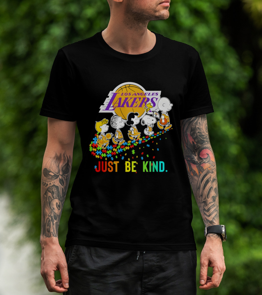 Los Angeles Lakers Peanuts Snoopy Friends Abbey Road Just Be Kind T-Shirt