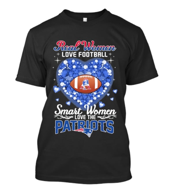 Real Women Love Football Smart Women Love The Patriots Glitter Hearts Champion T-Shirt