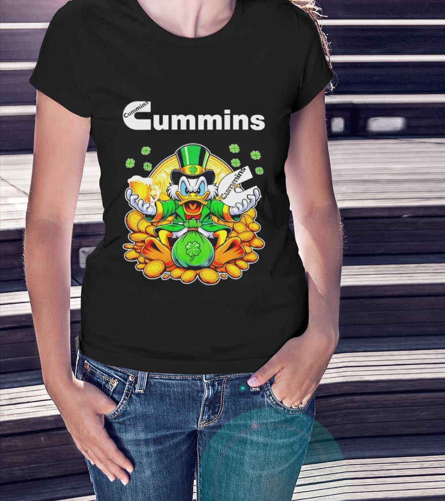 Cummins Scrooge McDuck St Patricks Day Coins And Beer Celebration T-Shirt