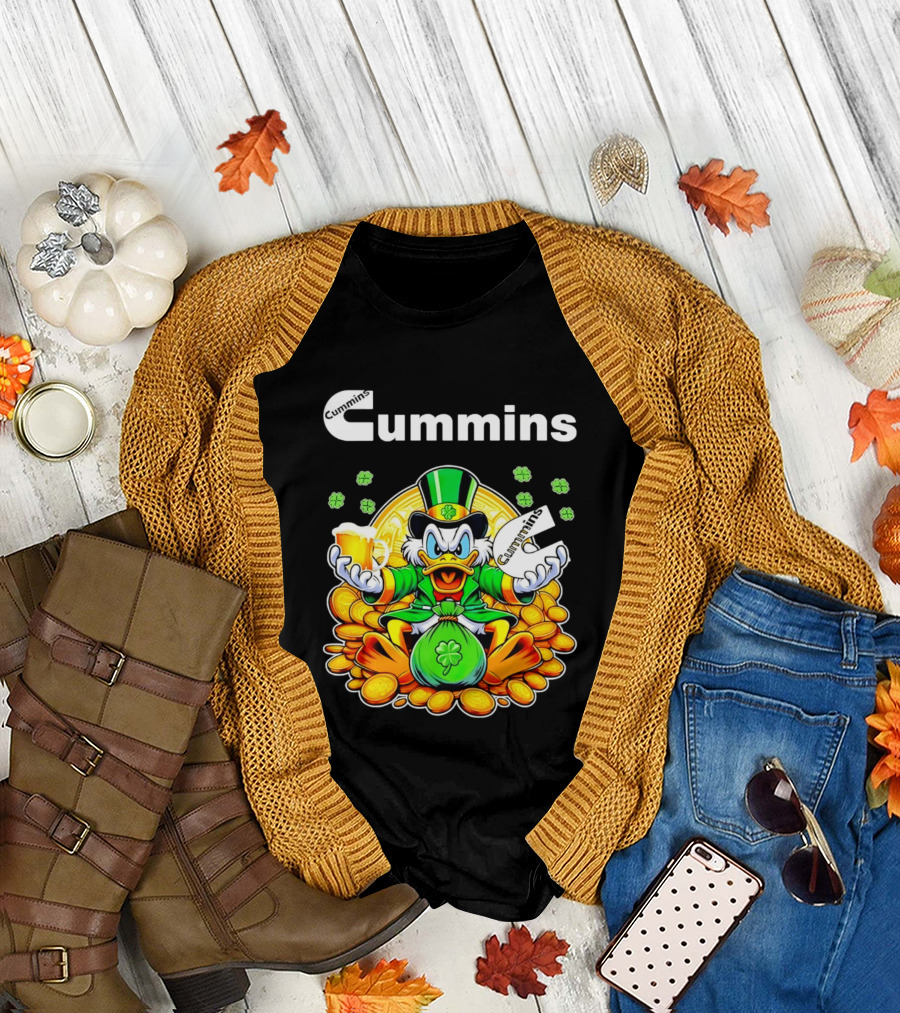 Cummins Scrooge McDuck St Patricks Day Coins and Beer Celebration T-Shirt
