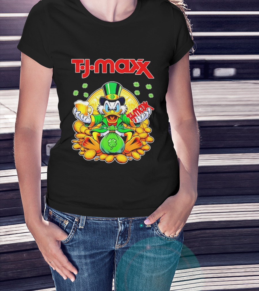 TJ Maxx Scrooge McDuck St Patricks Day Coins Beer T-Shirt