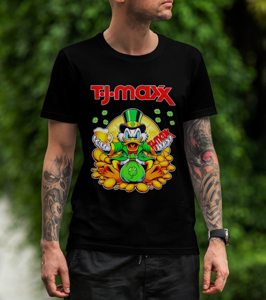 TJ Maxx Scrooge McDuck St Patricks Day Coins Beer T-Shirt