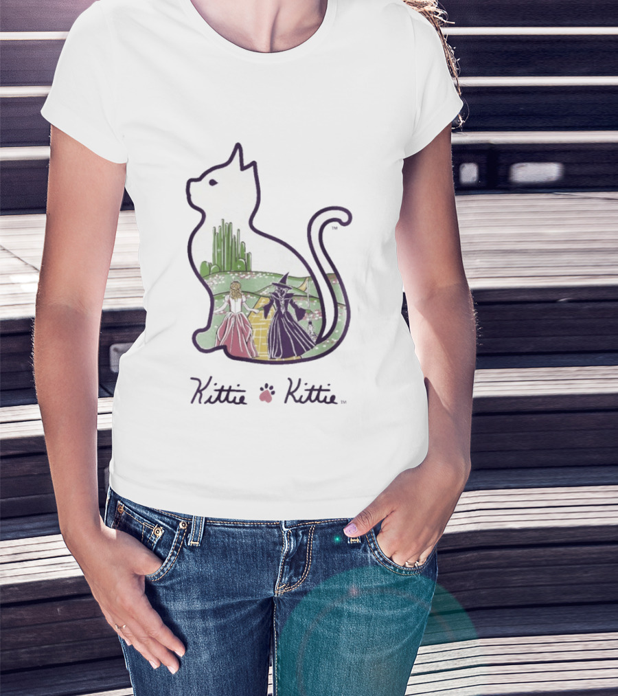 Kittie Kittie Wizard Of Oz Cat Silhouette Emerald City T-Shirt