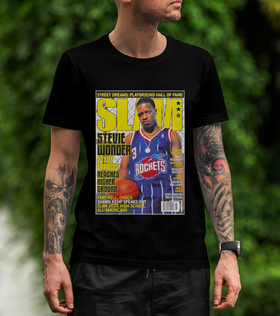 SLAM Stevie Wonder Steve Francis Reaches Higher Ground Rockets Basketball T-Shirt