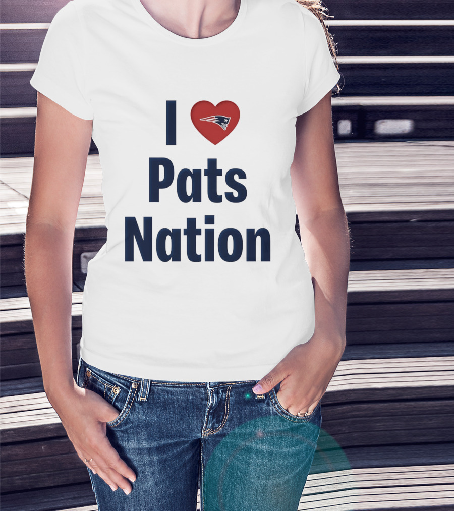 I Love Pats Nation Happy Valentine's Day New England Patriots Fan T-Shirt