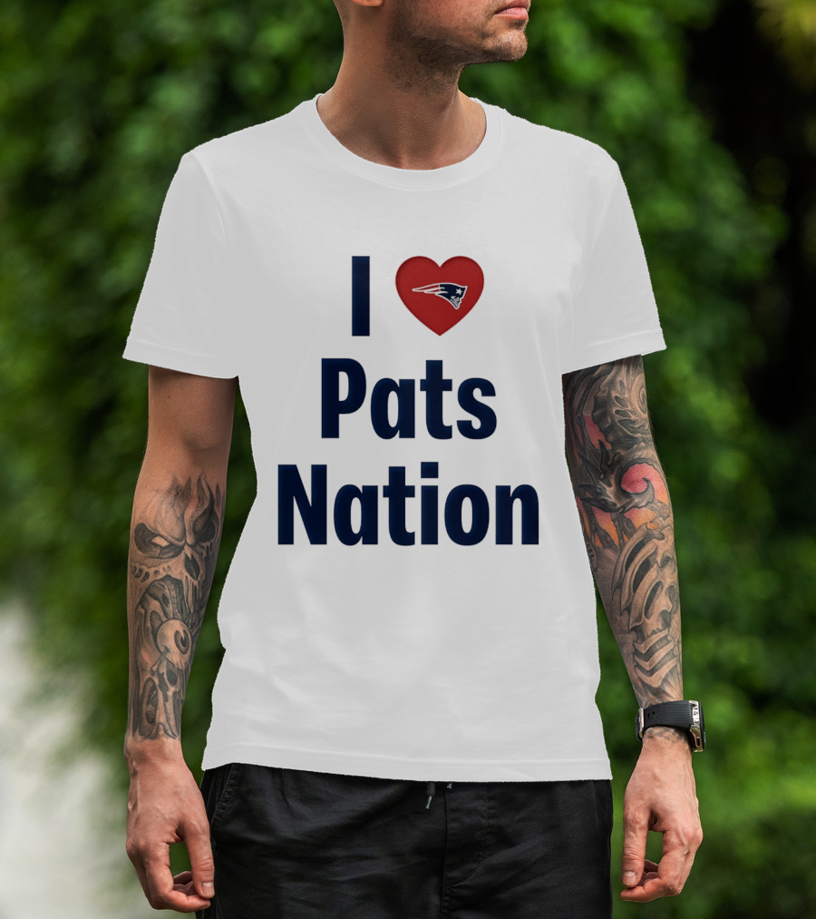 I Love Pats Nation Happy Valentine's Day New England Patriots Fan T-Shirt