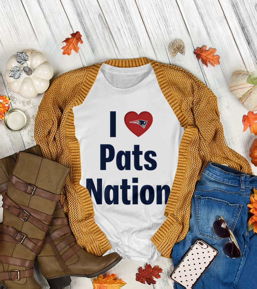 I Love Pats Nation Happy Valentine's Day New England Patriots Fan T-Shirt