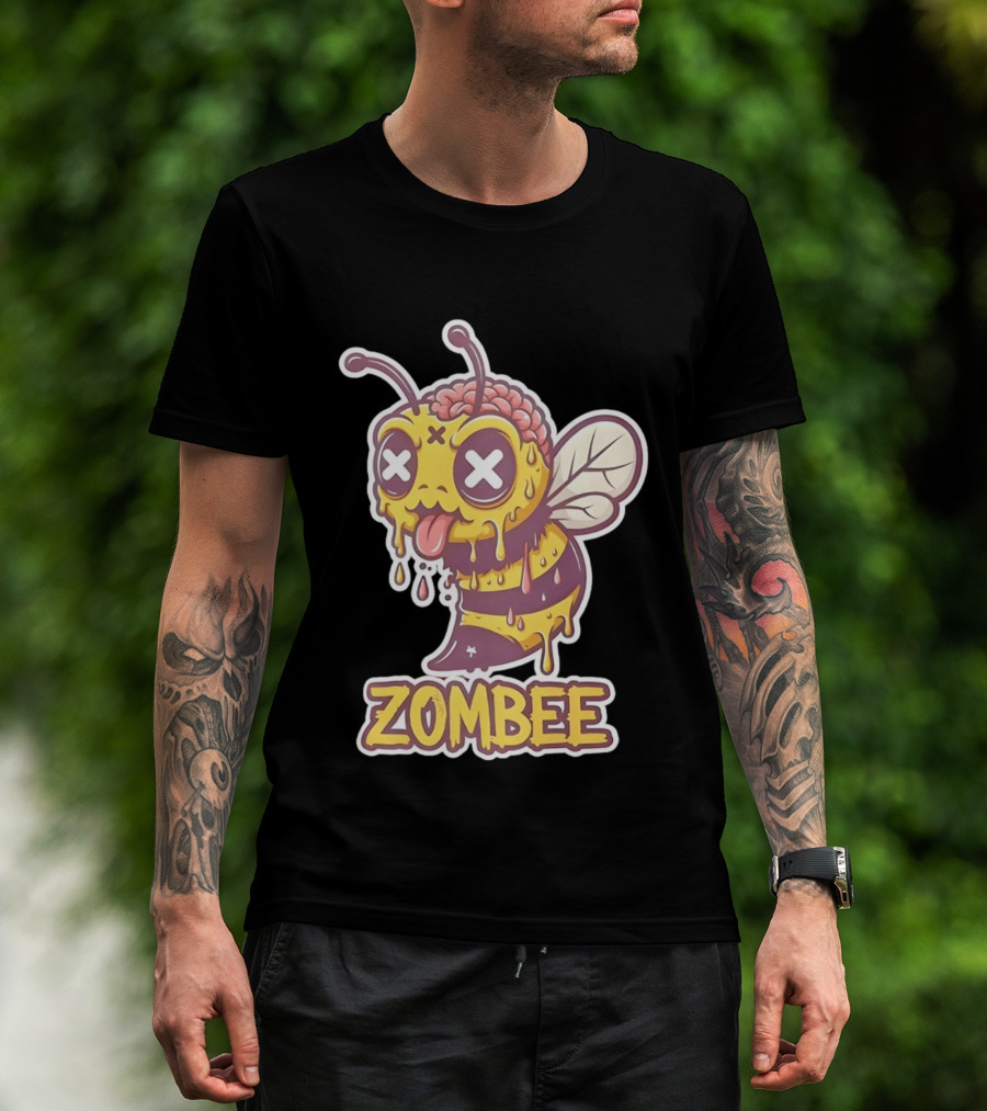 Zombee Dripping Brain Honey Zombie Insect Pun T-Shirt