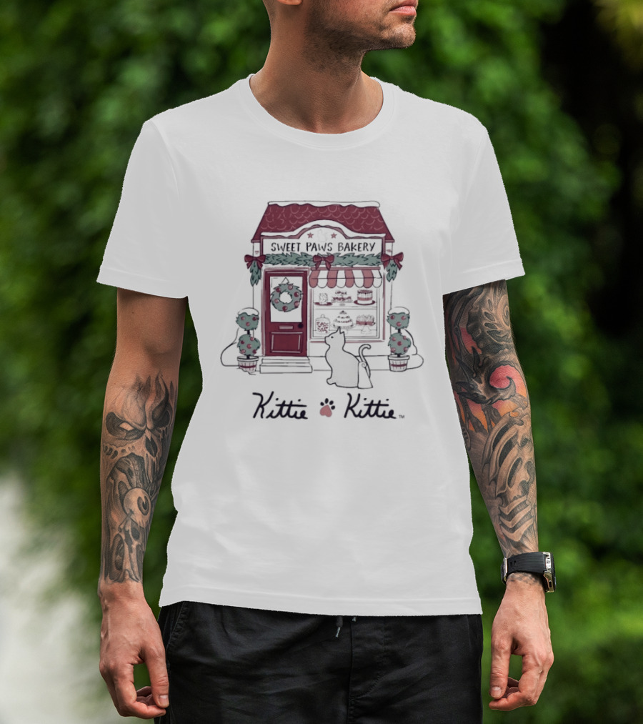 Sweet Paws Bakery Festive Holiday Kittie Kittie Christmas T-Shirt