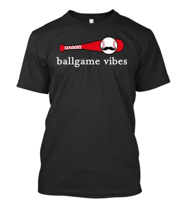 Ballgame Vibes Baseball Bat With Mustache T-Shirt