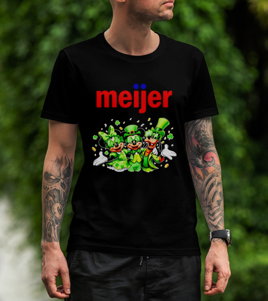 Meijer St Patrick's Day Mickey Mouse Characters In Green Attire T-Shirt