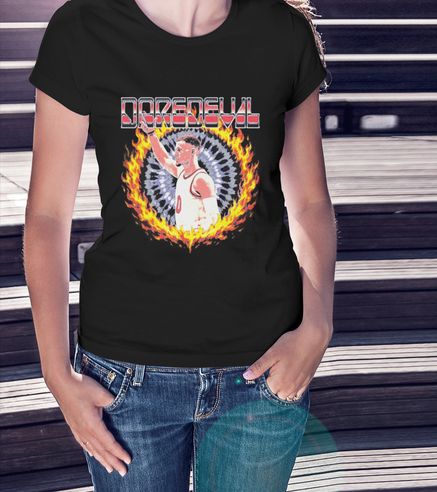Daredevil Basketball Player In Fire Ring T-Shirt