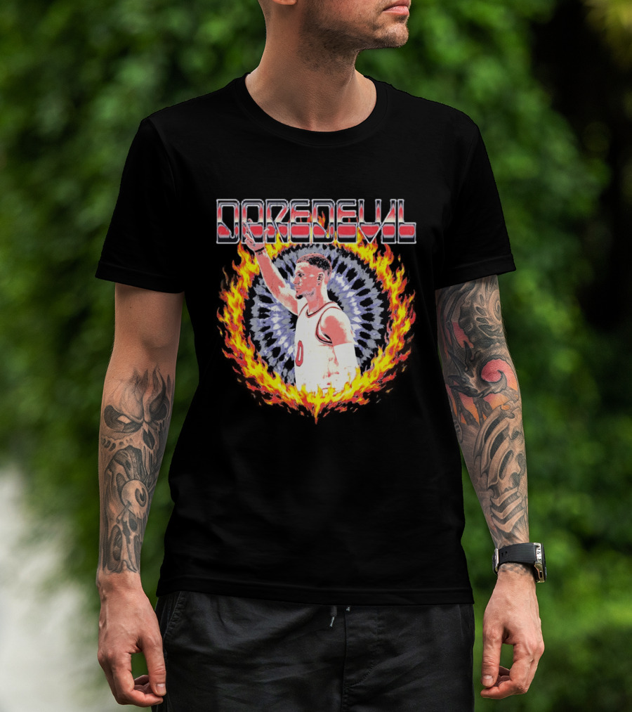Daredevil Basketball Player In Fire Ring T-Shirt