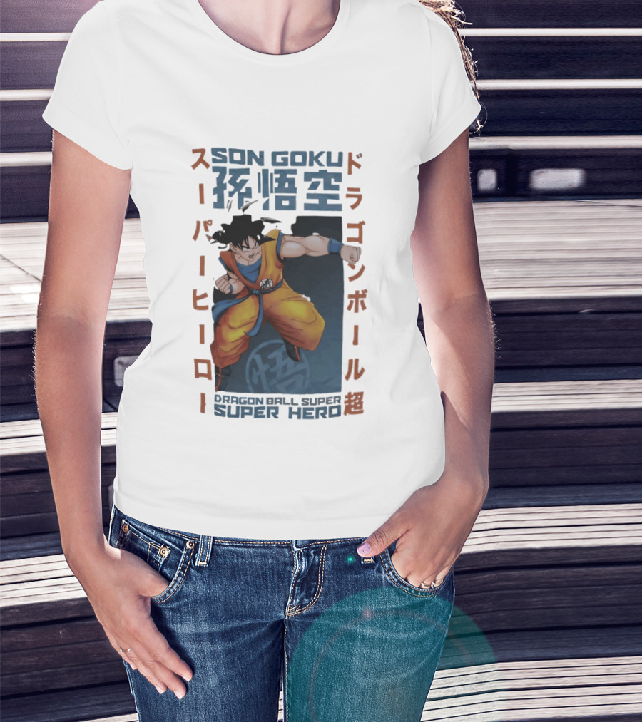 Son Goku Dragon Ball Super Hero Japanese Text Anime T-Shirt