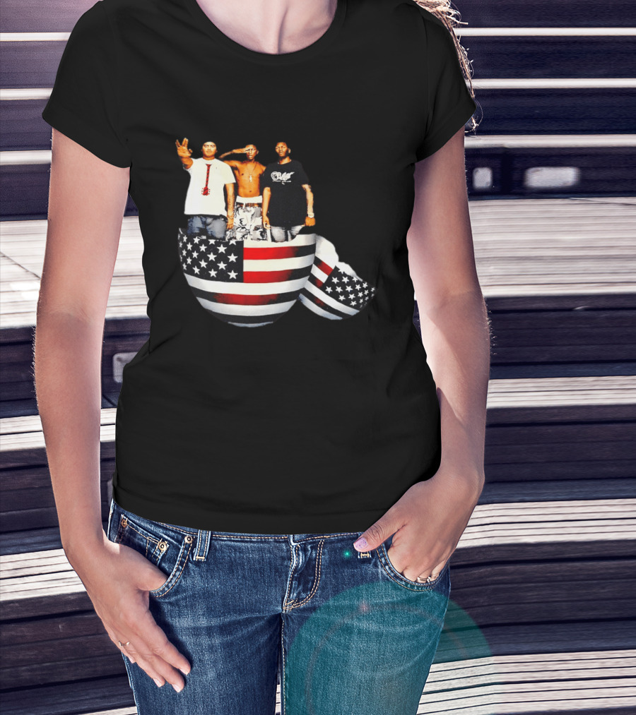 Pharrell Williams Chad Hugo Shae Haley USA Flag Egg Superimposed Image T-Shirt