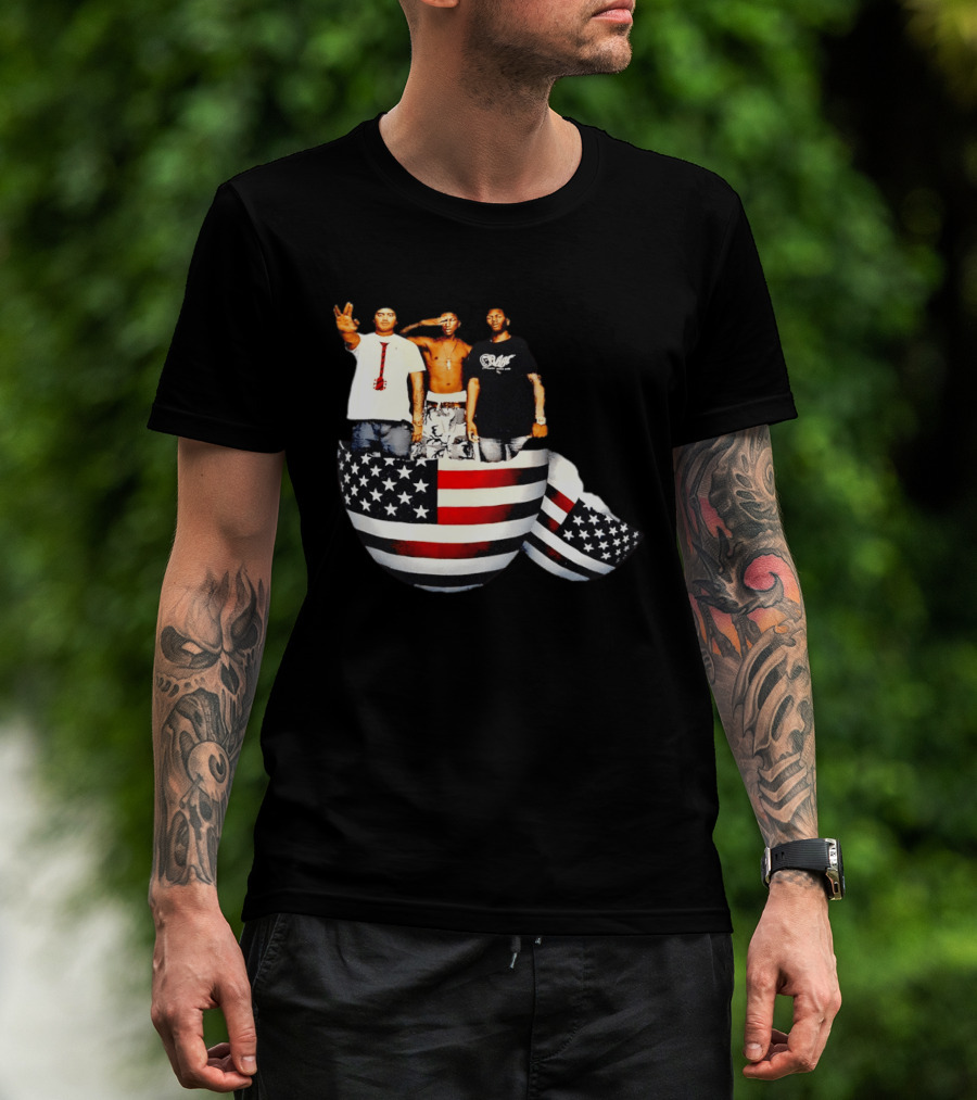Pharrell Williams Chad Hugo Shae Haley USA Flag Egg Superimposed Image T-Shirt