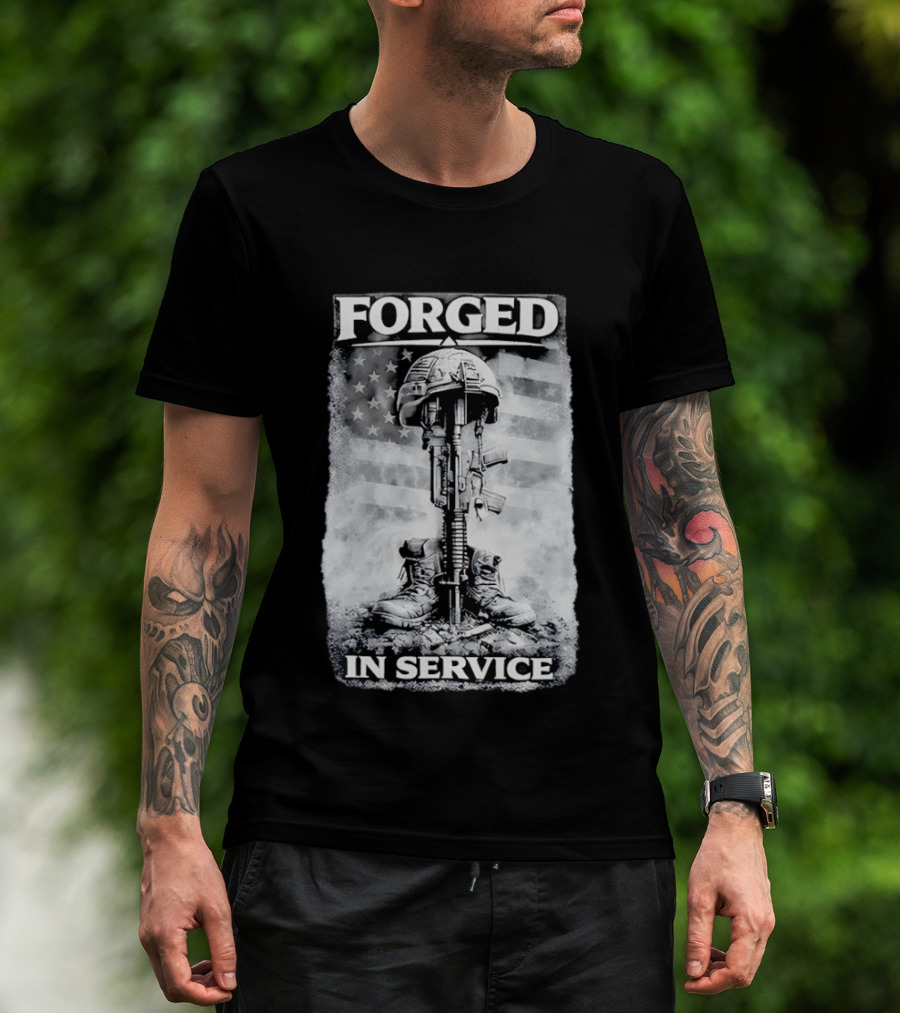 Forged In Service USA American Flag Military T-Shirt