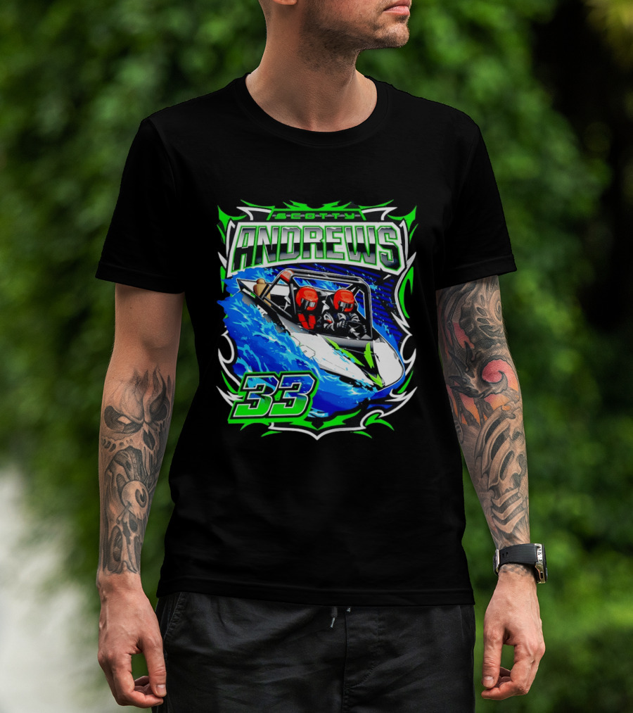 Scotty Andrews 33 Racing Driver Hydroplane Speedboat Adventure T-Shirt