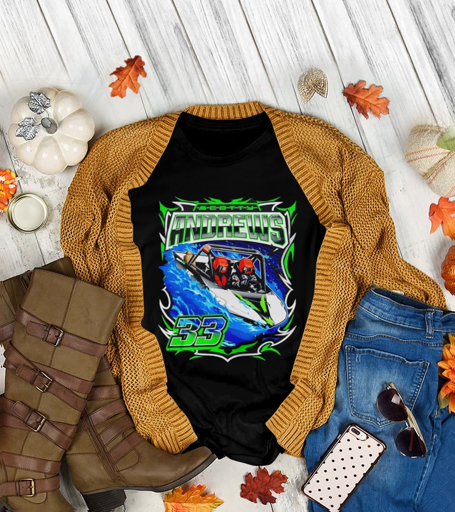 Scotty Andrews 33 Racing Driver Hydroplane Speedboat Adventure T-Shirt