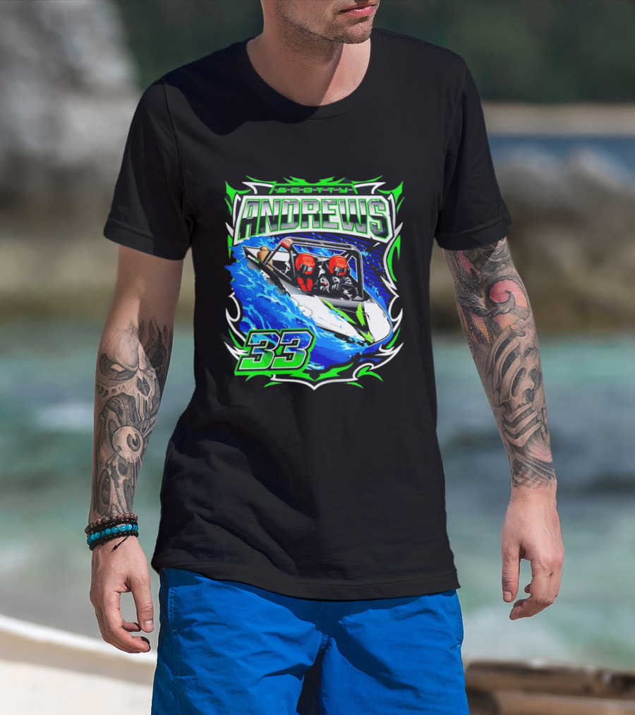 Scotty Andrews 33 Racing Driver Hydroplane Speedboat Adventure T-Shirt