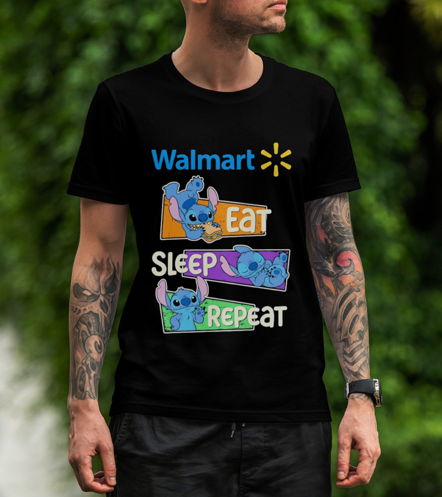 Walmart Stitch Eat Sleep Repeat T-Shirt