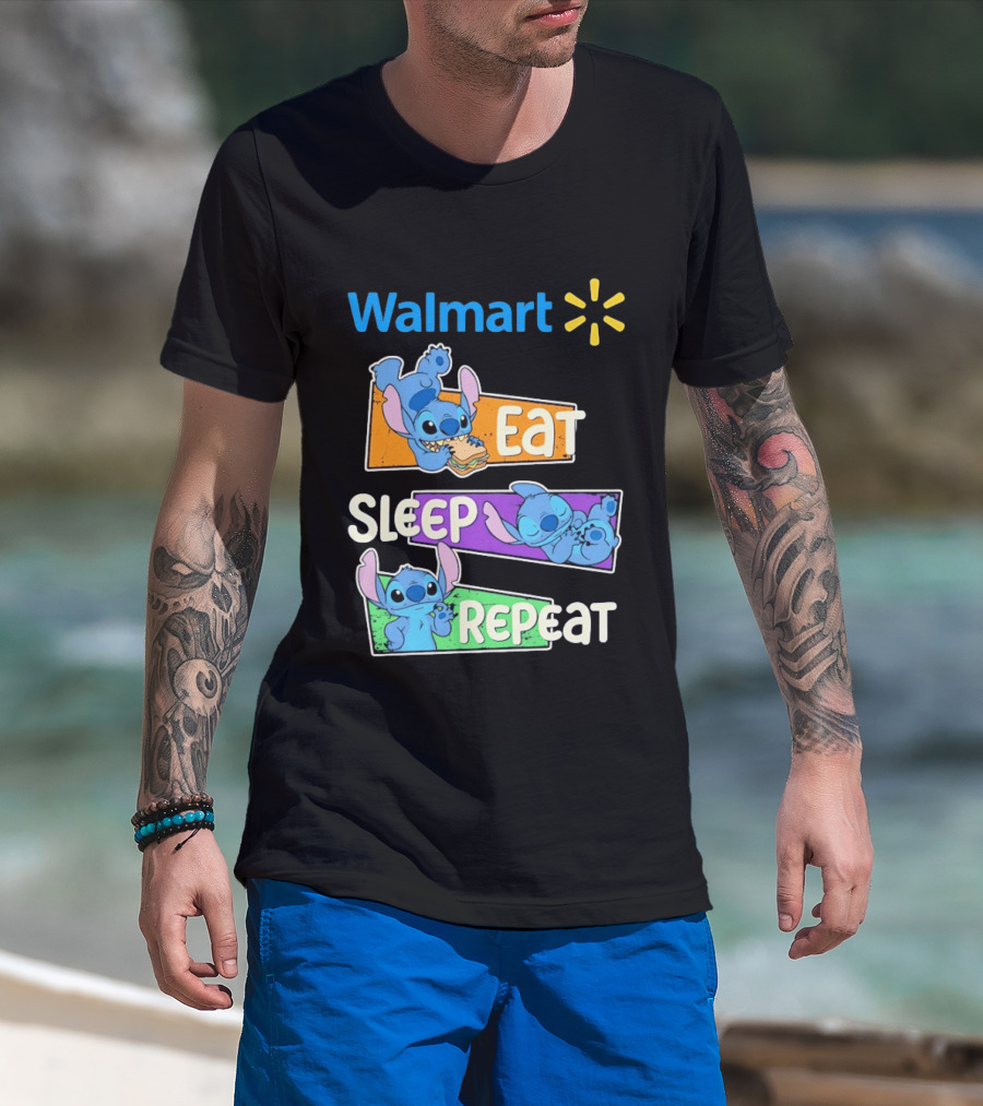 Walmart Stitch Eat Sleep Repeat T-Shirt