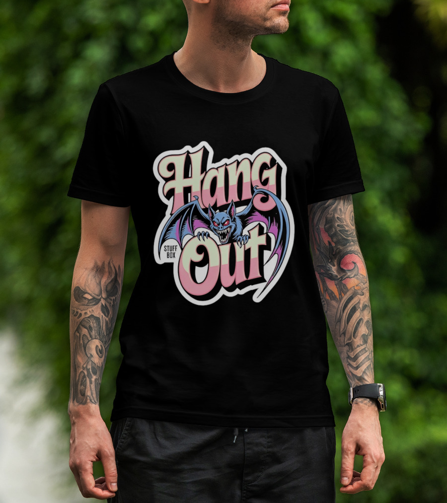 Stuff Box Hang Out Bat Creepy Cartoon T-Shirt
