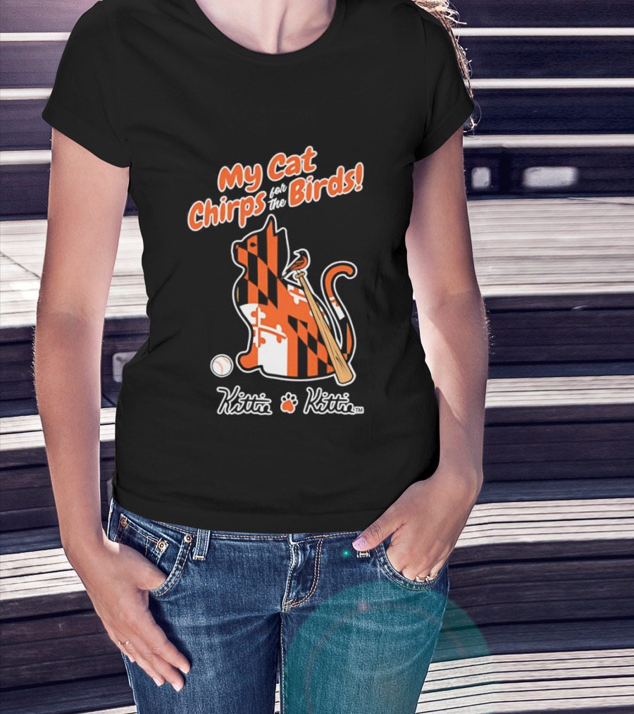 Kittie My Cat Chirps For The Birds Baseball Bat And Ball T-Shirt