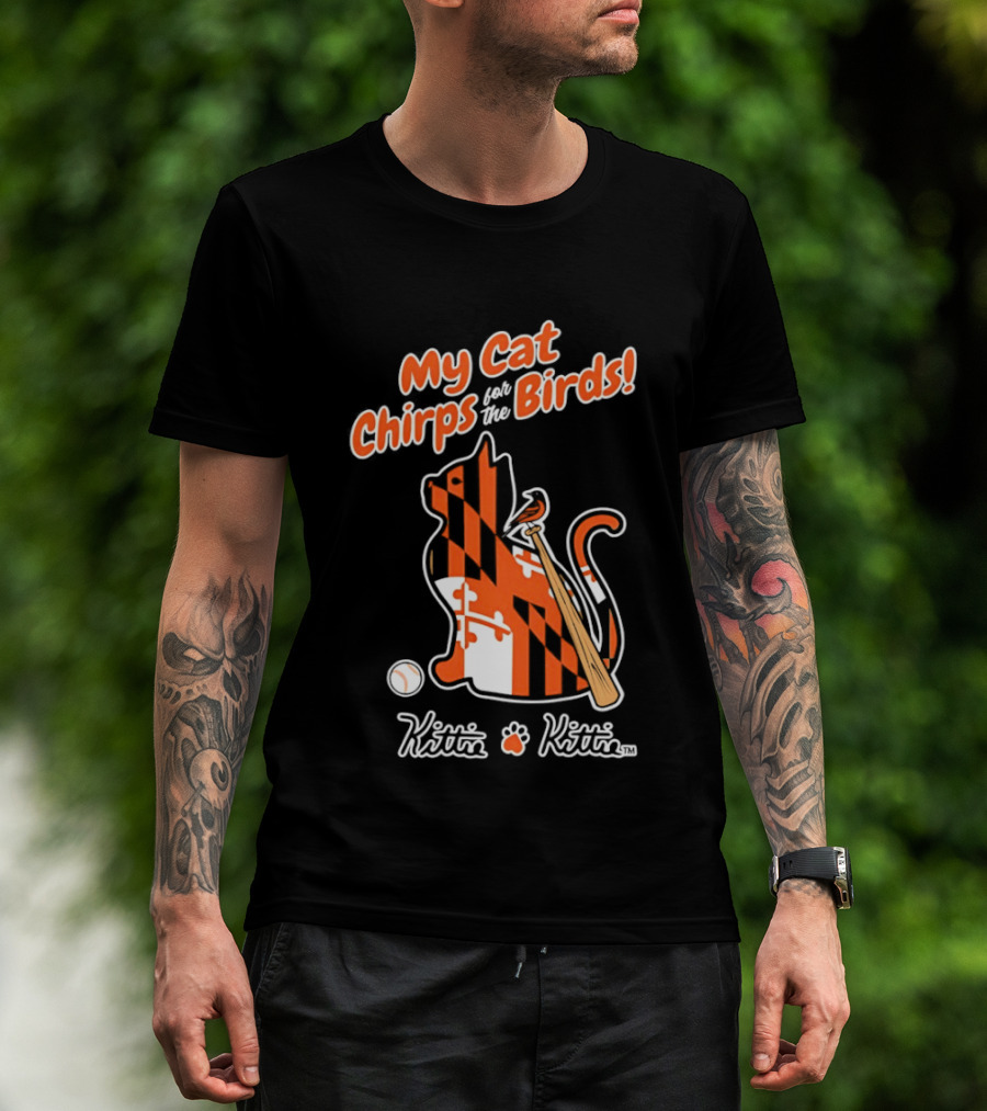 Kittie My Cat Chirps For The Birds Baseball Bat And Ball T-Shirt
