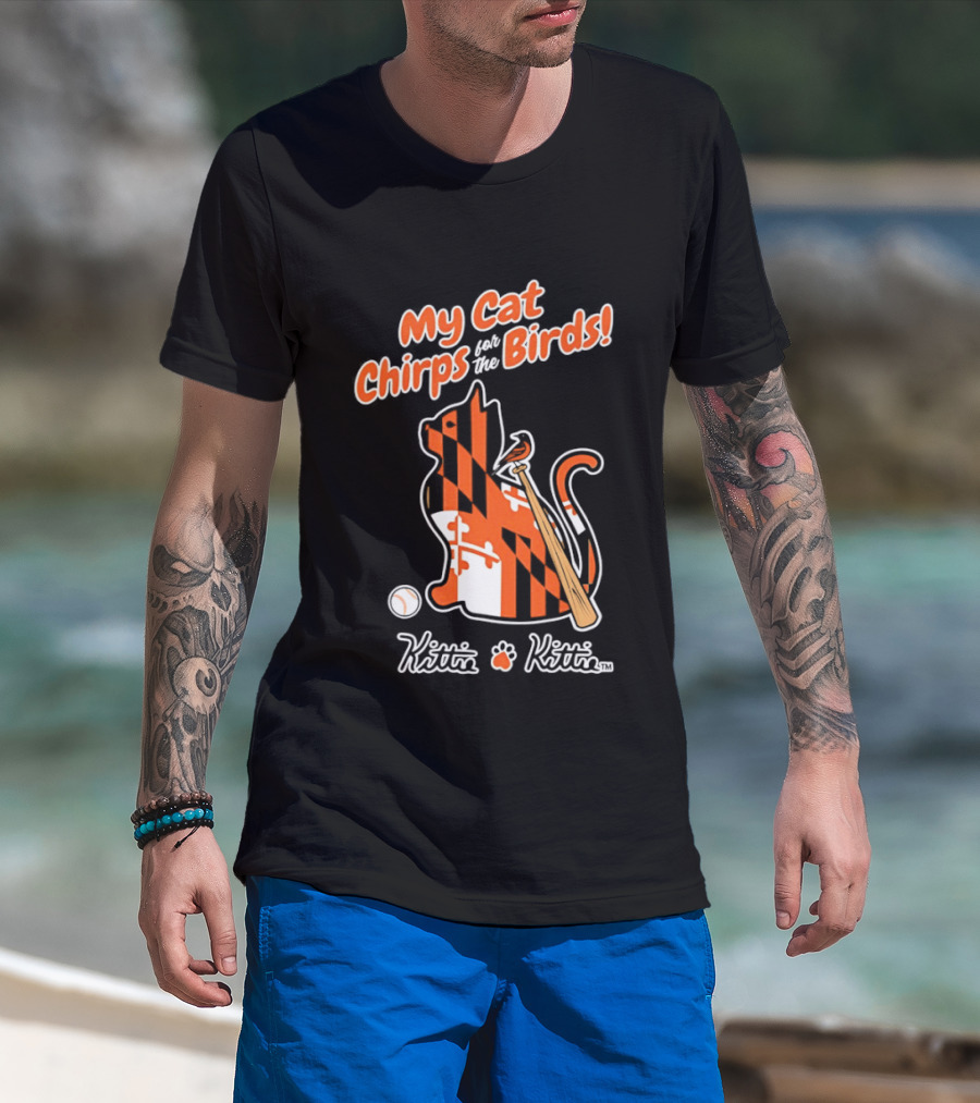 Kittie My Cat Chirps For The Birds Baseball Bat And Ball T-Shirt