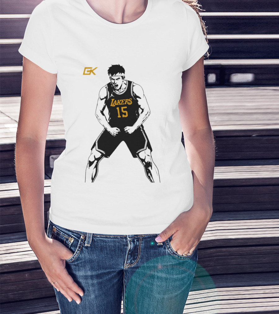 Austin Reaves 15 Lakers Cartoon Basketball Pose T-Shirt