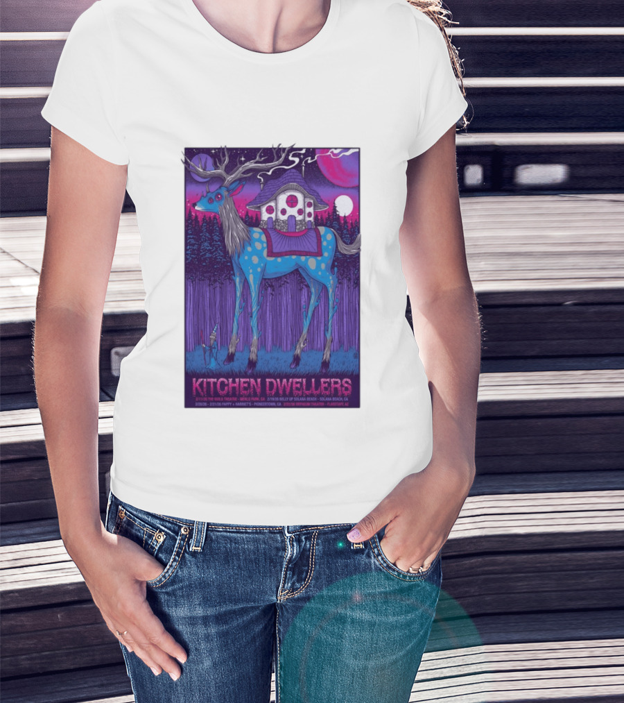 Kitchen Dwellers California Tour February 2026 Mystic Deer T-Shirt
