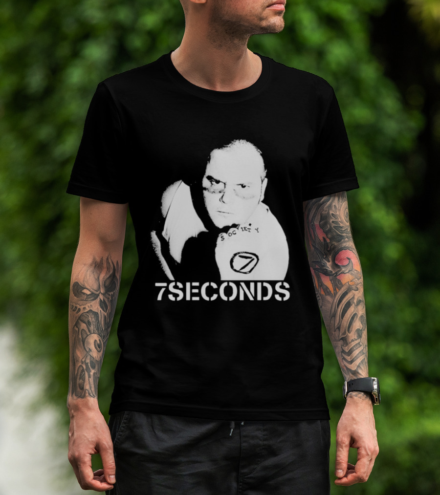 7 Seconds Society SBG White Text Fighter Pose T-Shirt