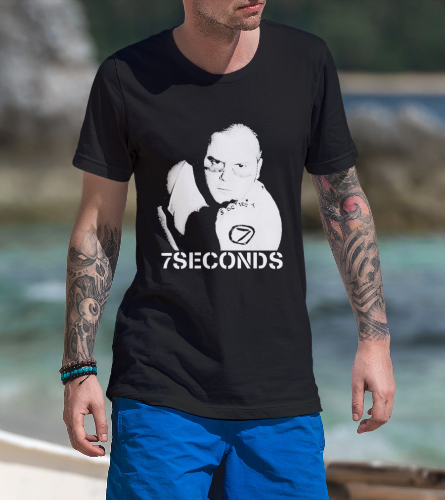 7 Seconds Society SBG White Text Fighter Pose T-Shirt